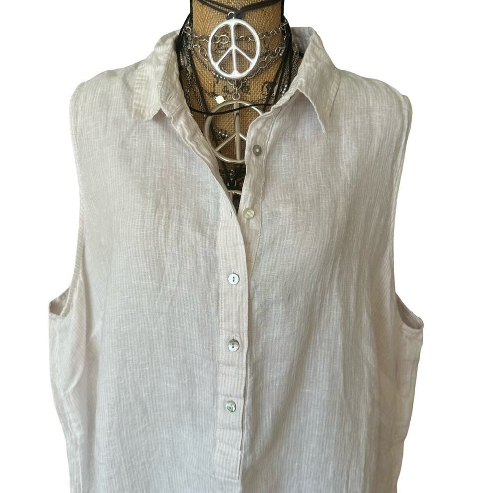 NEW - Tahari Sleeveless Cream Tunic 100% Linen - PLUS SIZE 2X - Picture 4 of 11